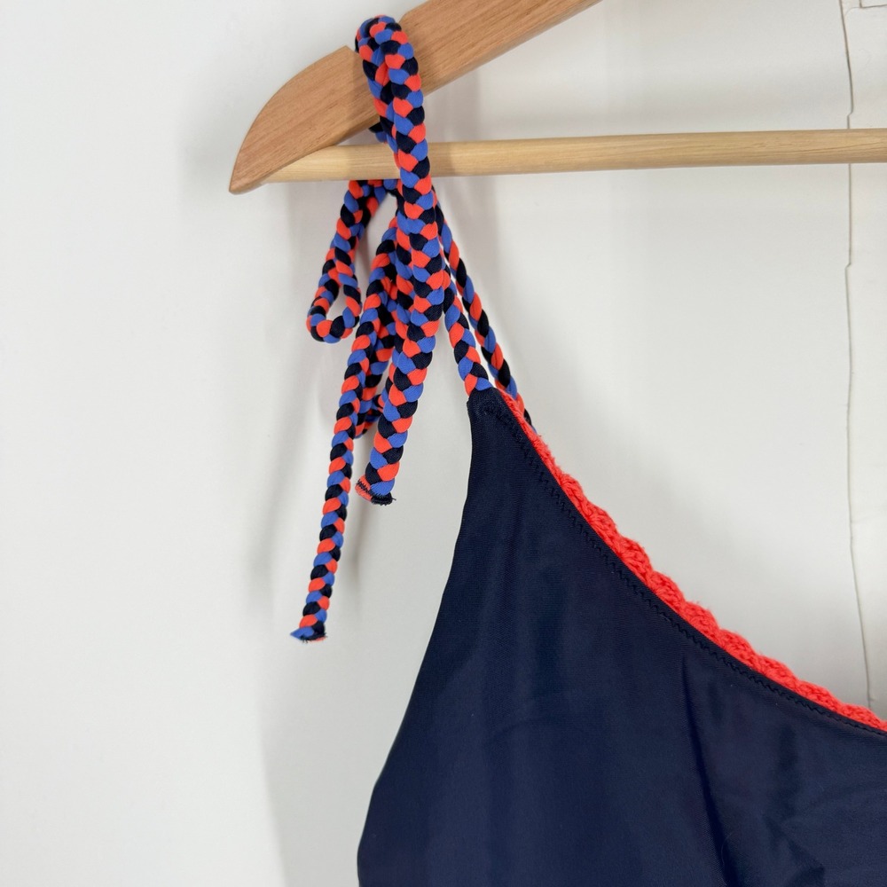 Aerie Navy Blue Colorblock One Piece Swimsuit Gold Trim Cheeky XXL - Picture 3 of 10